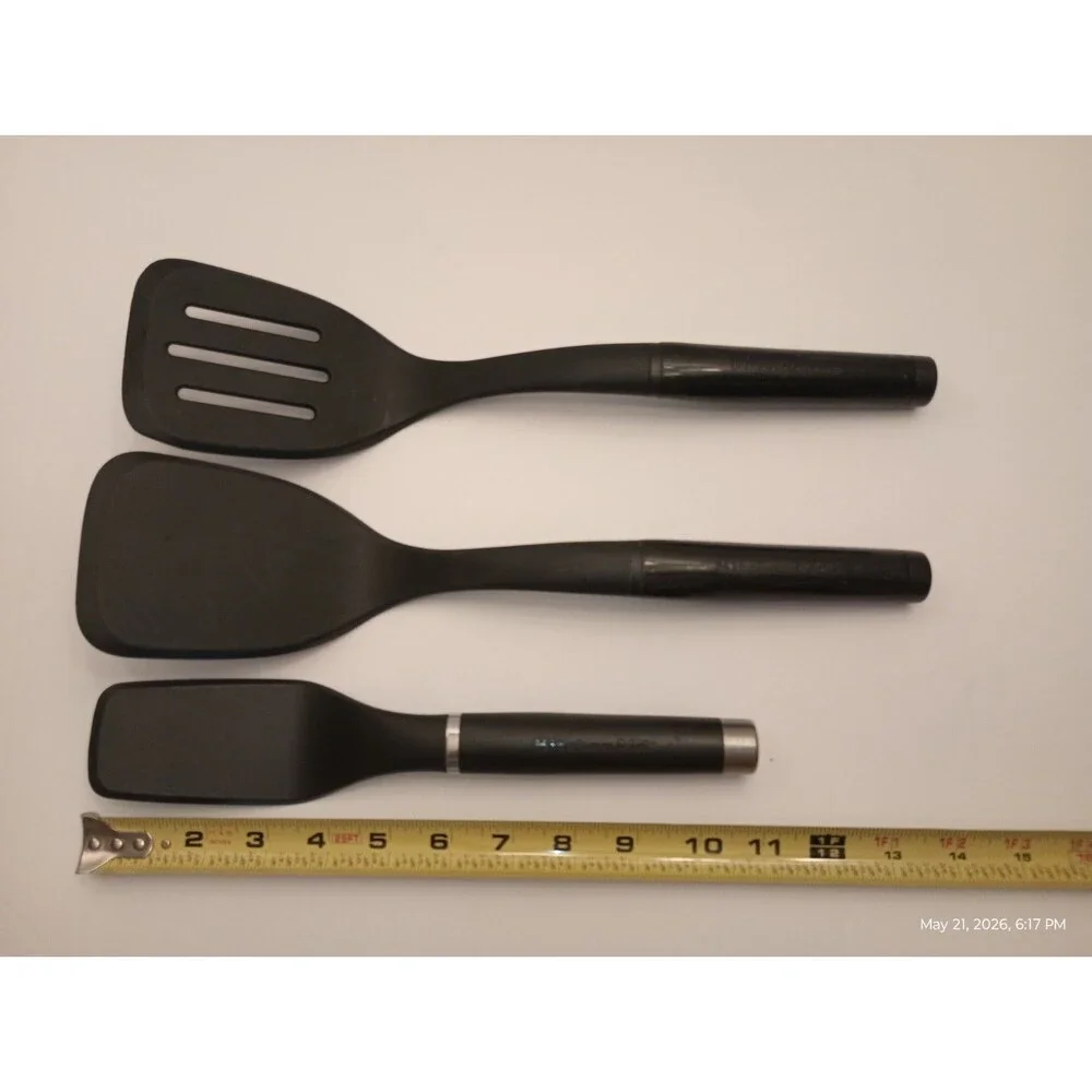 KitchenAid 3-Piece Black Utensil Set: Slotted Turner, Spatula, and Scraper